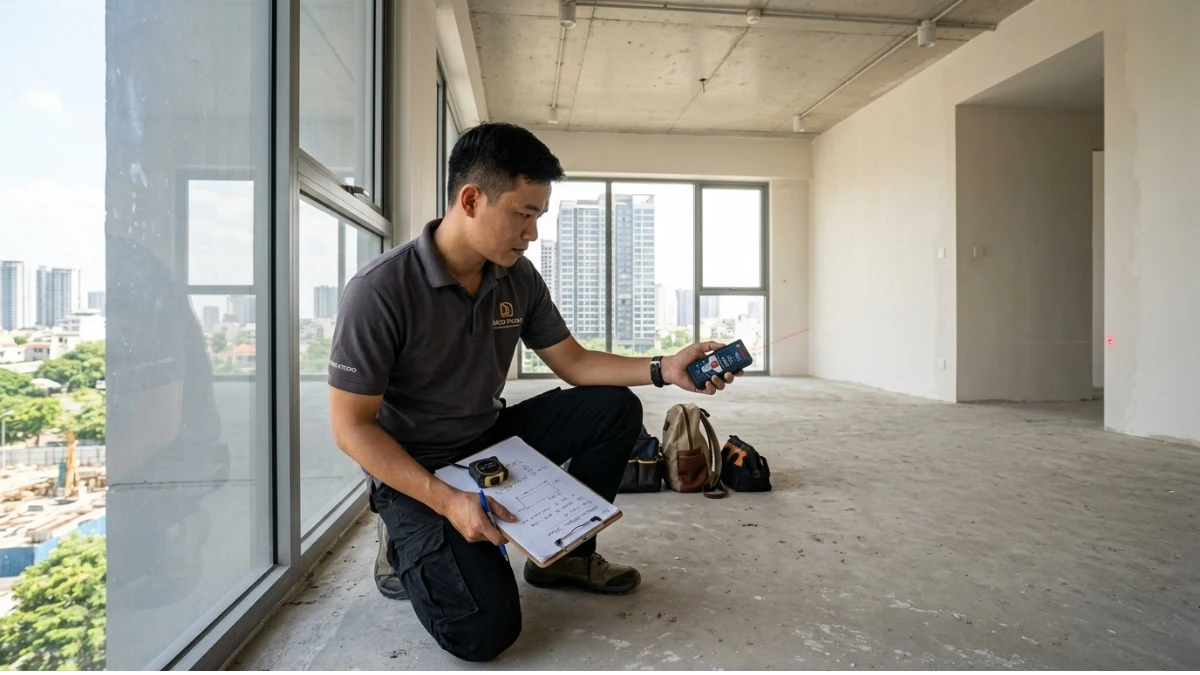 khảo sát hiện trạng căn hộ trước khi thi công nội thất