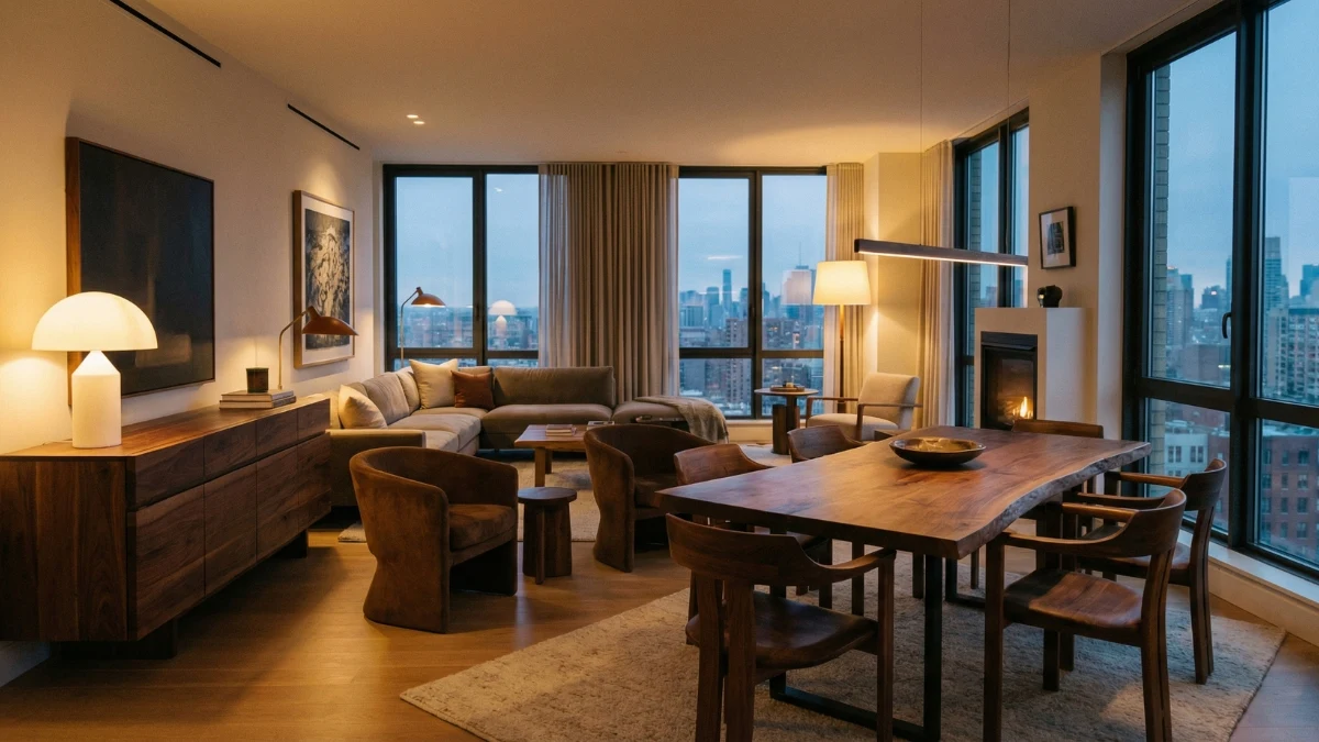 nội thất gỗ công nghiệp MDF trong căn hộ chung cư hiện đại tối giản