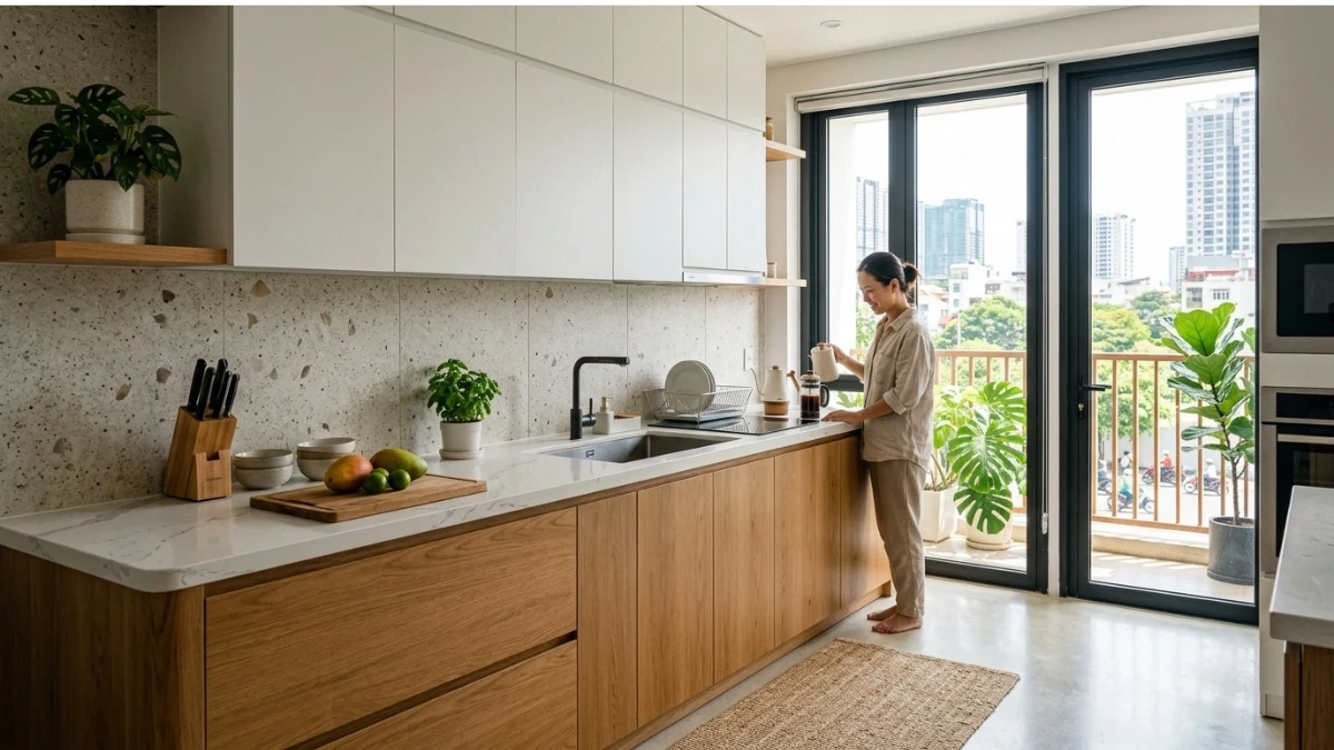 thiết kế bếp nội thất hiện đại cho căn hộ chung cư