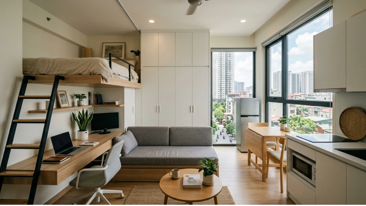 nội thất hiện đại cho căn hộ nhỏ tối ưu diện tích