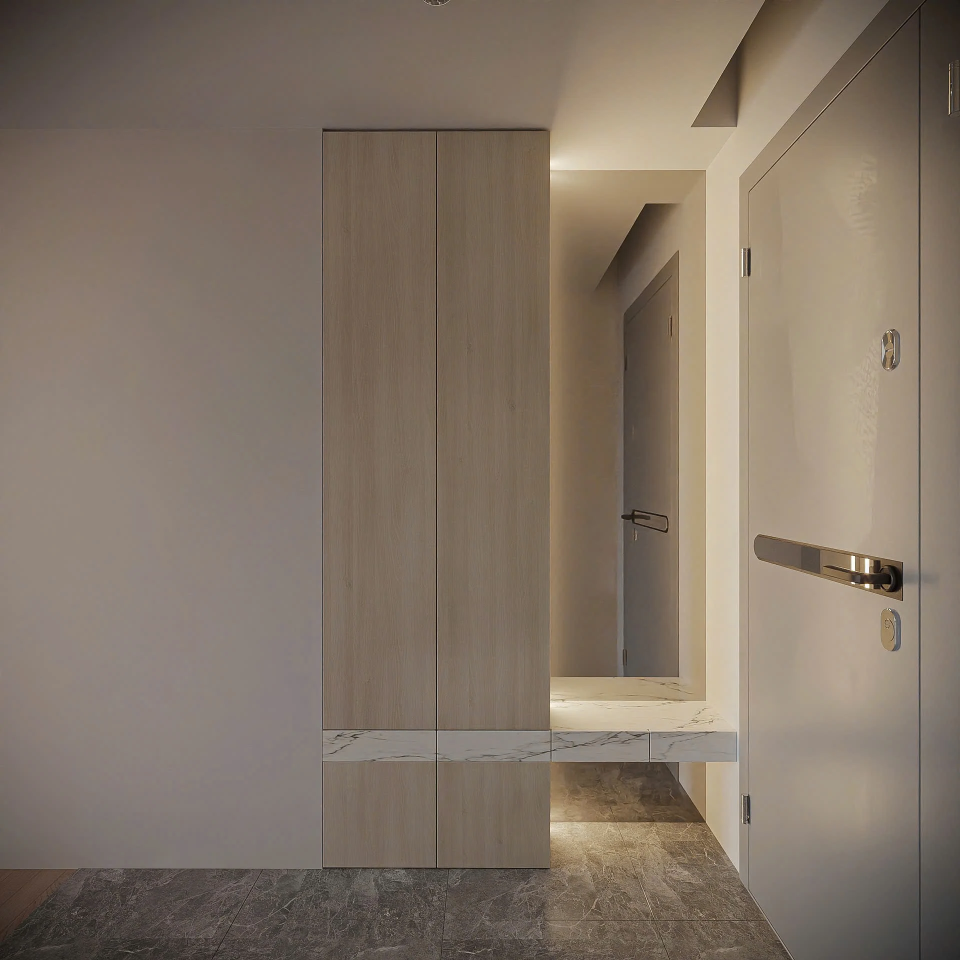 tủ giày và khu vực lối vào căn hộ Sun Cosmo Residence