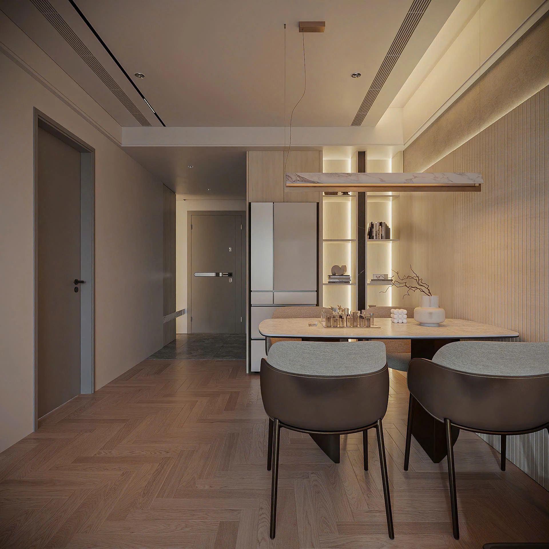 thiết kế bàn ăn căn hộ Sun Cosmo Residence phong cách hiện đại
